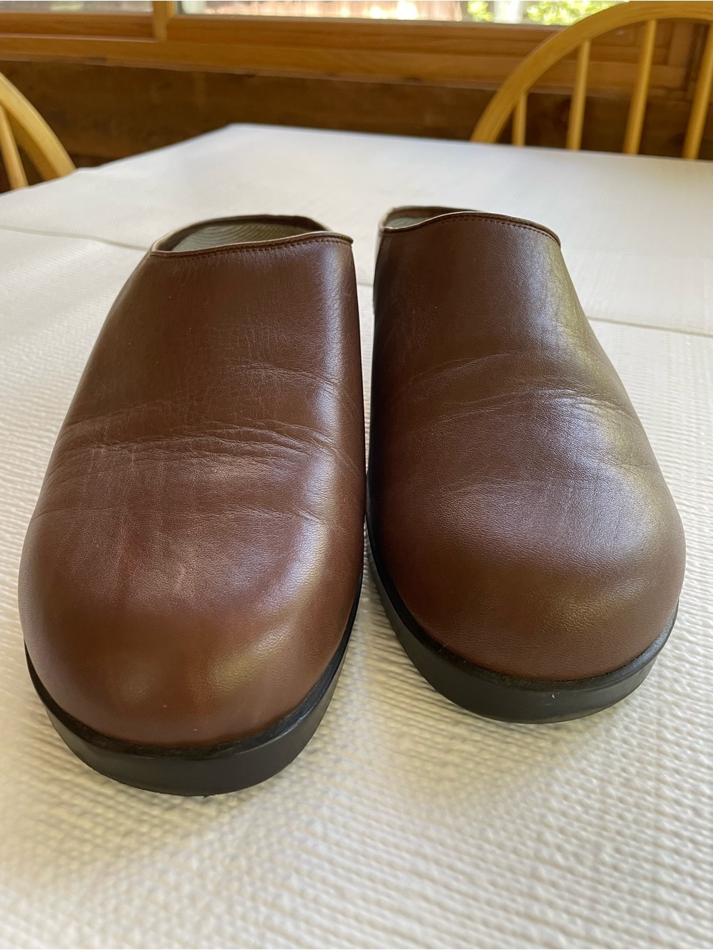 Classic Brown Leather Clog Mules